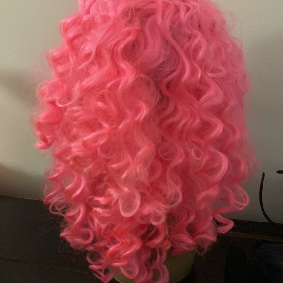 Pink curly Wig with braid forehead band - Picture 3 of 4
